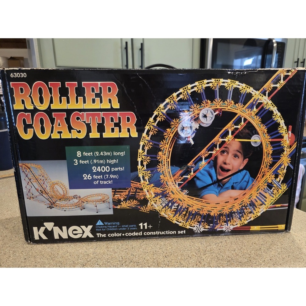 Vintage K'NEX Classic Roller Coaster Set #63030 with Box -- Pieces UNCOUNTED
